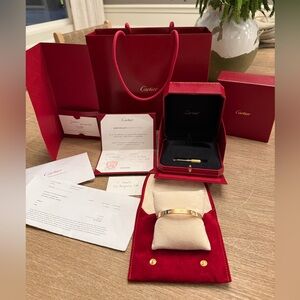 CARTIER Regular sized LOVE yellow gold bracelet with 4 diamonds size 18